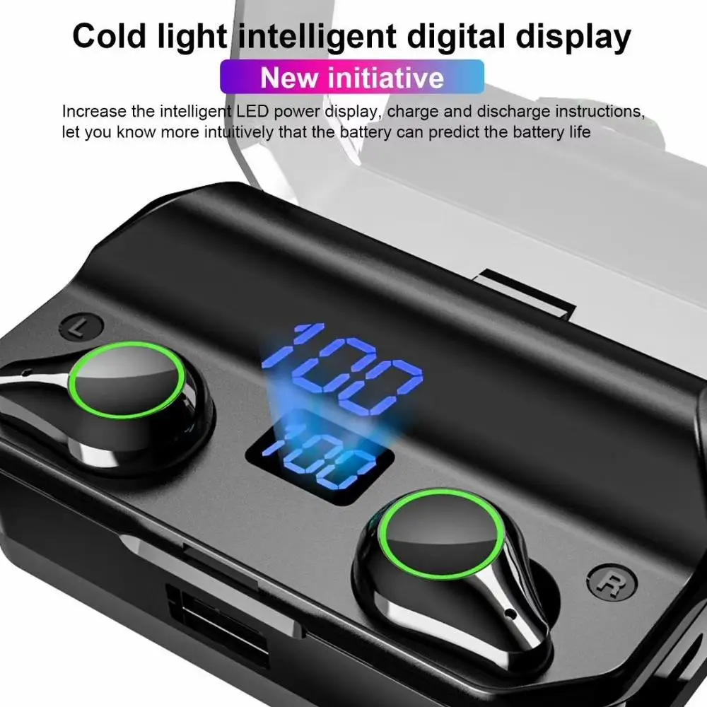 T9 LED дисплей сенсорный Bluetooth наушники 7000MA банк питания беспроводные игра в ухо
