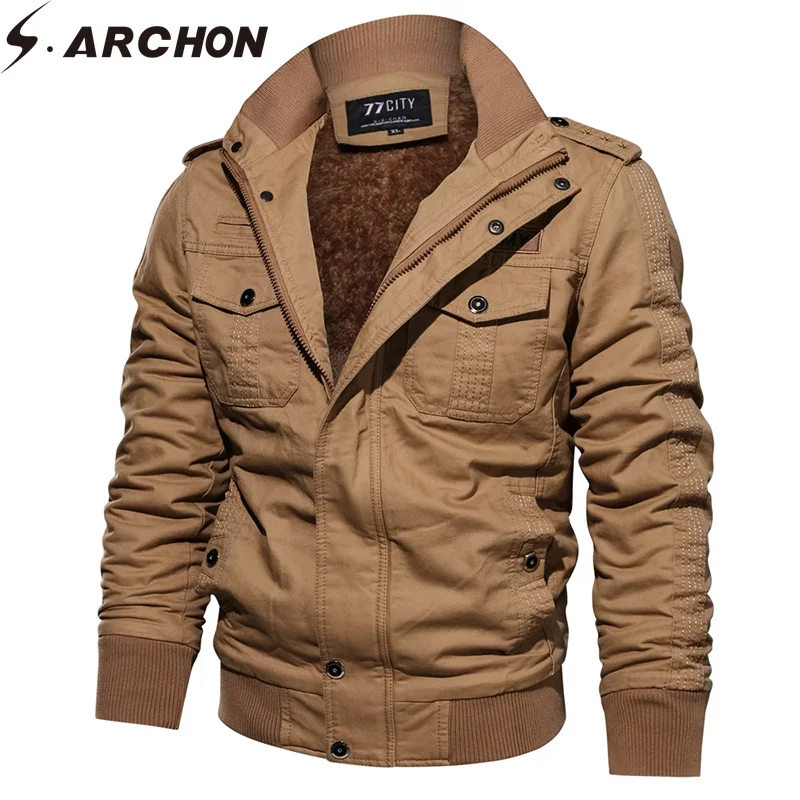 Мужская зимняя ветрозащитная куртка S.ARCHON хлопковая летная военная Повседневная