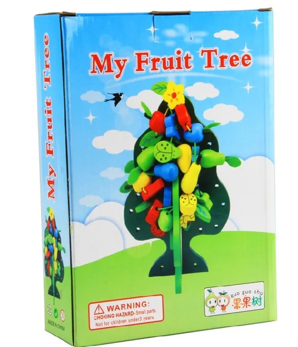 Деревянный фруктовый Рождественский орнамент подарок зеленое дерево резные