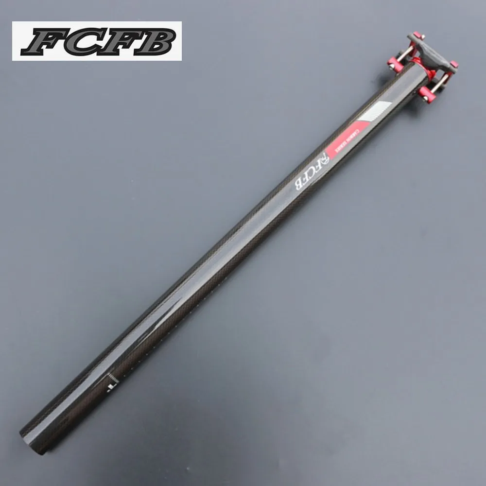 

FCFB 3K glossy Full Carbon Fiber Bike Seatpost Folding Bicycle Seat Post Part 33.9 34.9 * 580 MM Red Color