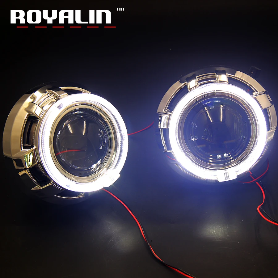 ROYALIN полностью металлический светодиодный Bi Xenon ангельские глазки проектор для
