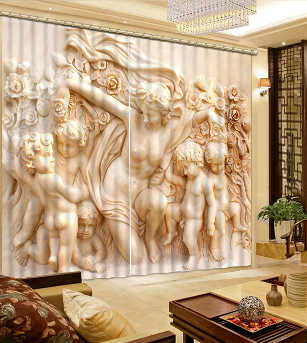 

European style relief Curtains for living room Fashion 3d curtains Home Decoration