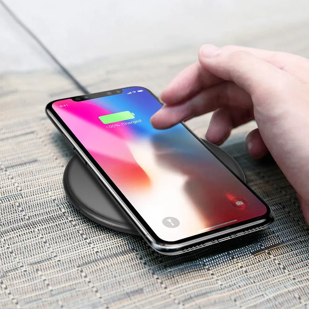 SMORSS ультра тонкий стандарт Qi Беспроводное быстрое зарядное устройство для iPhone X