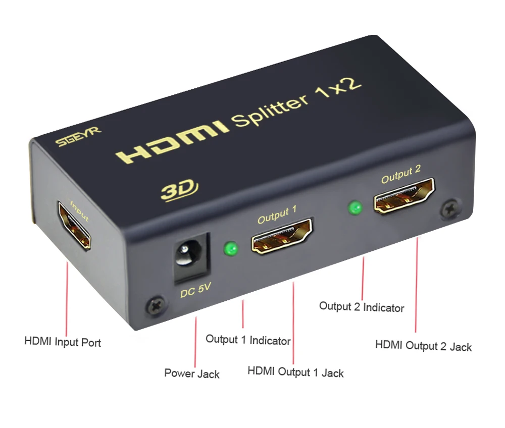 4K 1x2 HDMI 1 4 сплиттер вход 2 выхода SGEYR Divisor x 2K/3840x2160 @ 30 Гц с функцией CEC|1x2 hdmi splitter|hdmi