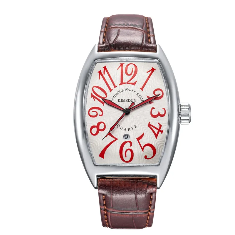 Montre Homme, модные мужские часы, водонепроницаемые наручные часы для мужчин, новейшие кварцевые часы KIMSDUN, часы для мужчин, кожа, Relogio Masculino - Цвет: K-6