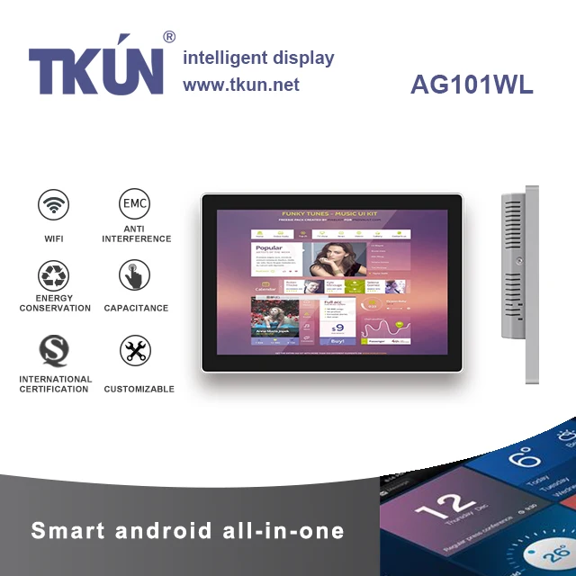 TKUN 10 1 дюймовый емкостный многосенсорный аппарат все в одном android одном. Дисплей