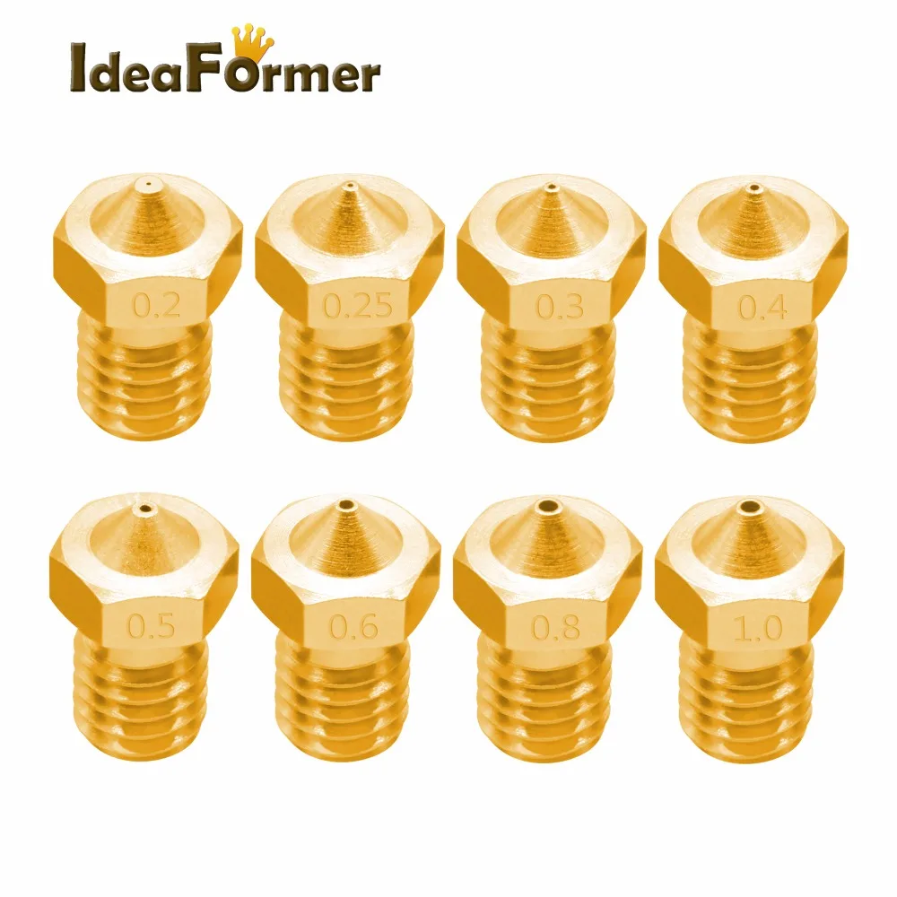 

5Pcs3D Printer Parts Threaded Nozzle Full Metal M6 0.2 0.25 0.3 0.4 0.5 0.6 0.8 1.0 1.75mm and 3.0mm Filamnet for V5 V6 Extruder