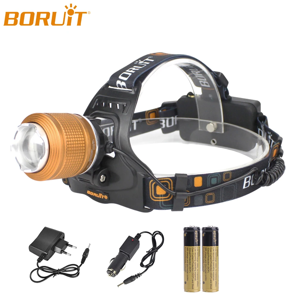 BORUiT T6 светодиодный налобный фонарь фонарик Масштабируемые перезаряжаемые фары Lanterna Водонепроницаемый Портативный Кемпинг Охота Головной фонарь 18650