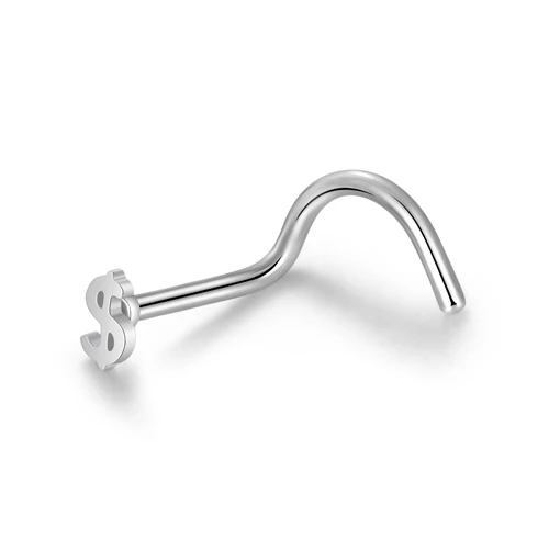 3mm sign GAGABODY 20 г нос винт ключ животное Единорог нос шпильки Милая Корона ноздри обруч Нос кольцо пирсинг ювелирные изделия серебро - Окраска металла: 3mm sign