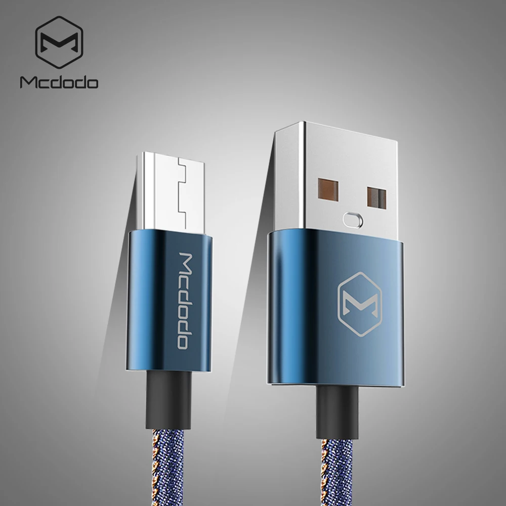 Кабель Micro USB Mcdodo 15 см 2 А быстрая зарядка джинсовый тканевый ключ для Samsung Xiaomi Sony