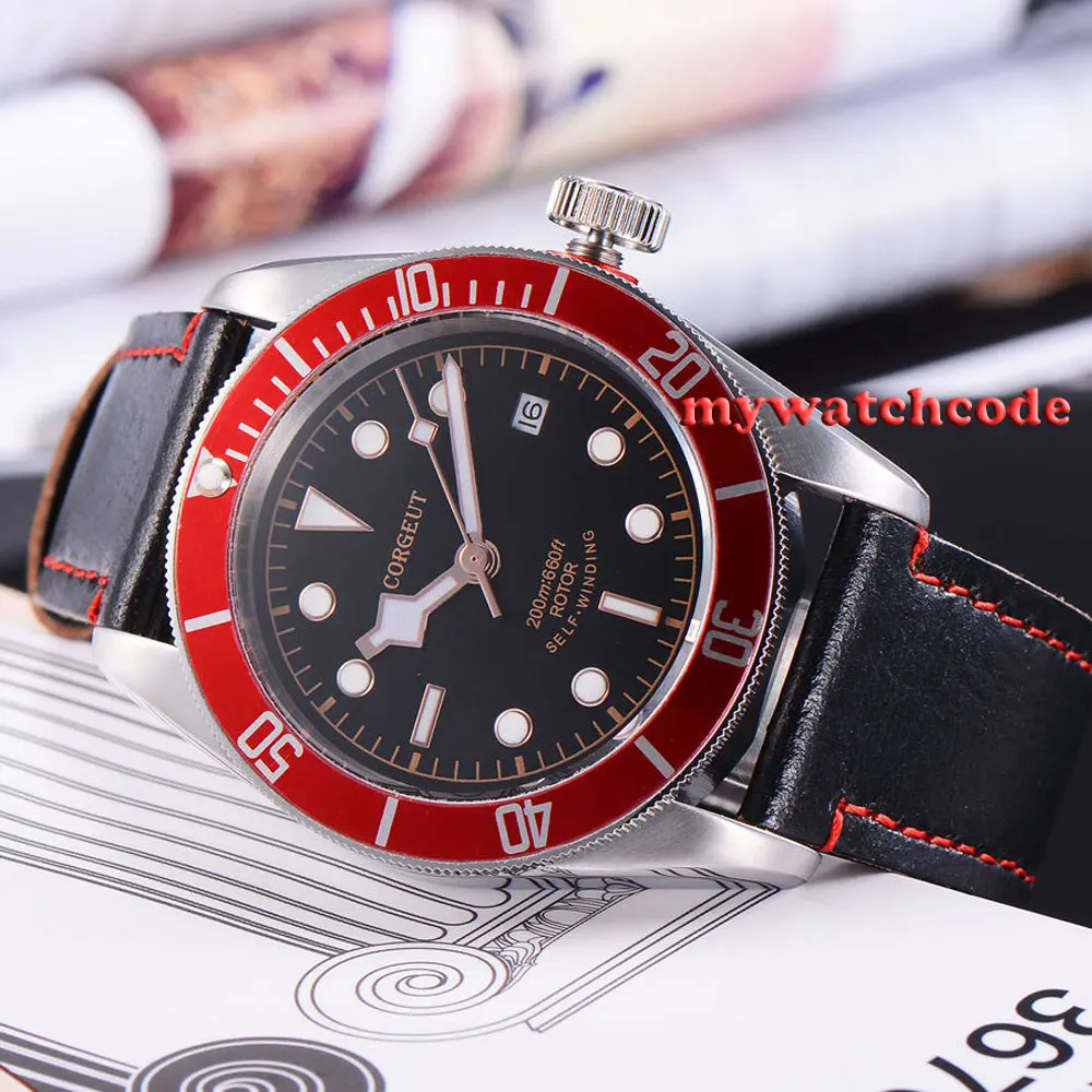 Роскошные часы с черным циферблатом и сапфировым стеклом 41 мм Miyota 8215 NH35