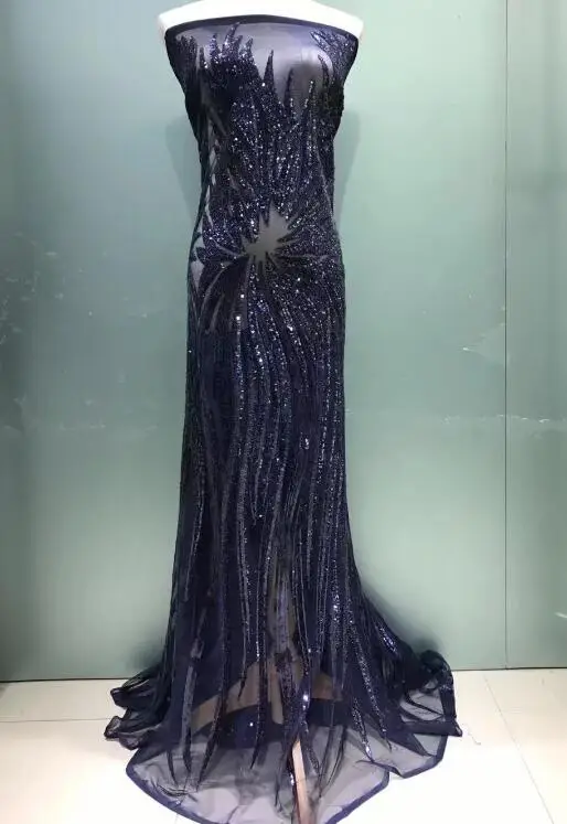 Романтическая французская чистая кружевная ткань с блестящими пайетками одежда