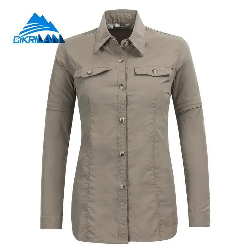 Женская быстросохнущая рубашка для походов с отстегивающимся рукавом и защитой