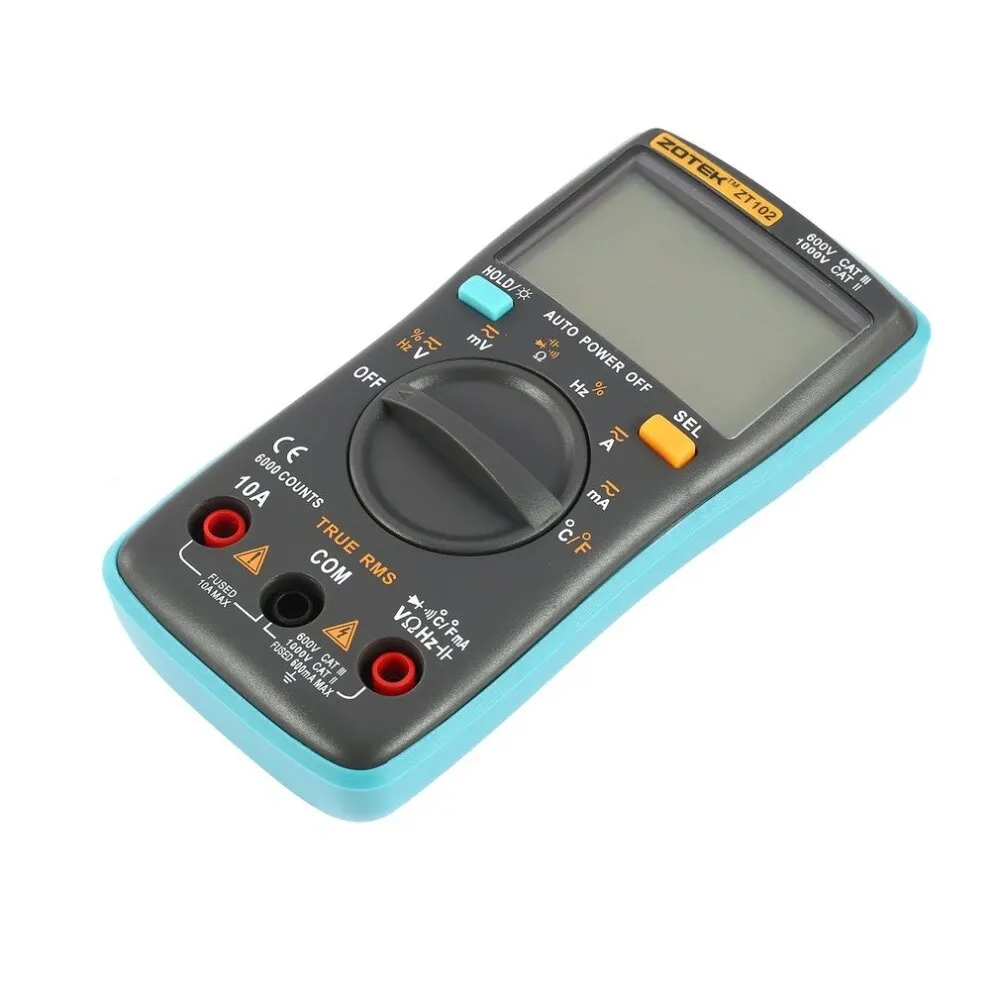 ZOTEK ZT102 мини 6000 отсчетов Авто Диапазон Цифровой мультиметр AC/DC тестер напряжения тока с измерением температуры J15C17