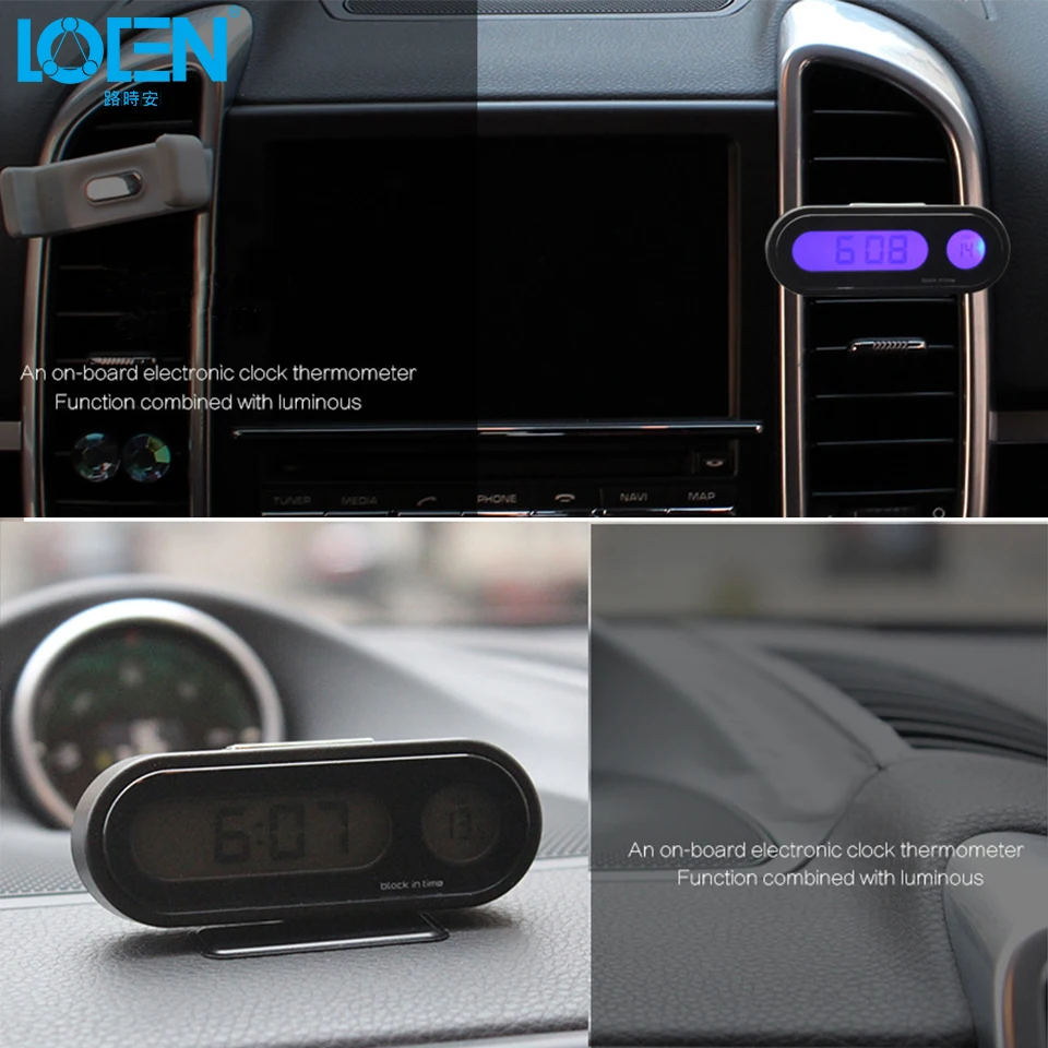 Температура 2 в 1 автомобильные цифровые часы авто автомобильное украшение