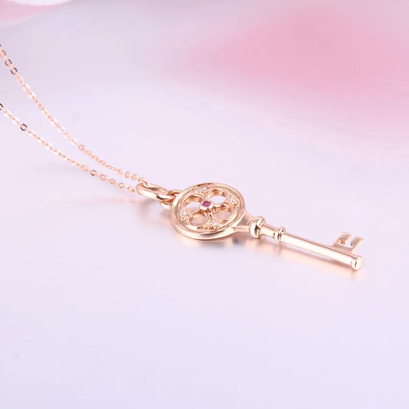 Robira 2017 Hot Sell Fashion Shiny Diamond Key Design Pendants Necklace 18K Rose Gold Ladies`Necklaces Jewelry Birthday Gift | Украшения и