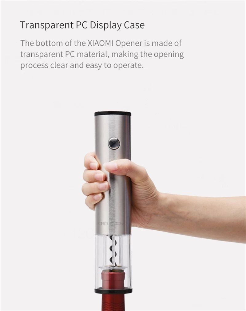 Xiaomi Mijia Circle Joy автоматическая открывалка для бутылок красного вина 4в1 круглая пробка для вина из нержавеющей стали Электрический штопор Fast Decante