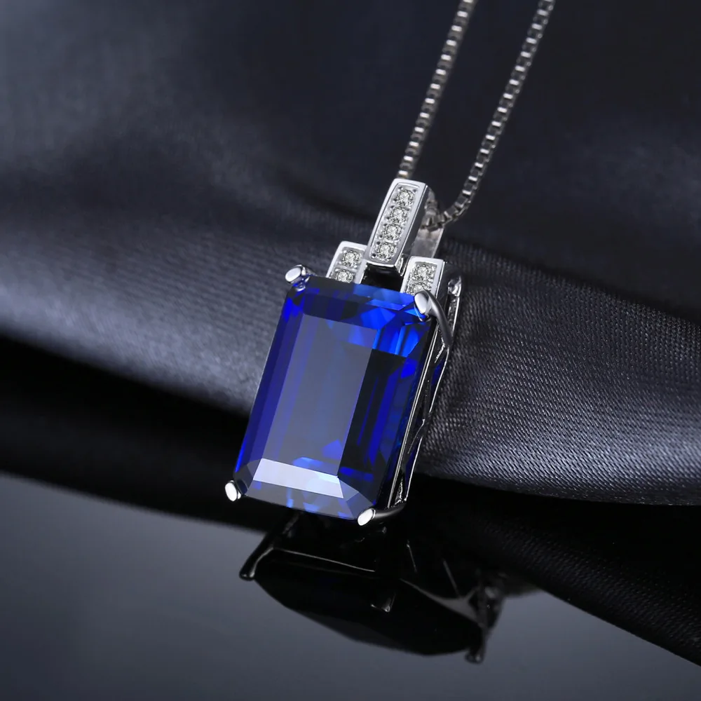 JewelryPalace Роскошные Изумрудный Cut 9.4ct Создана в Синий Сапфир Подвеска Подлинная