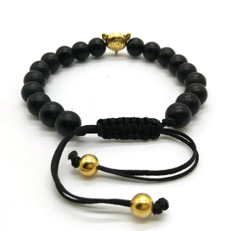 Унисекс черный матовый камень браслеты для женщин ювелирные изделия