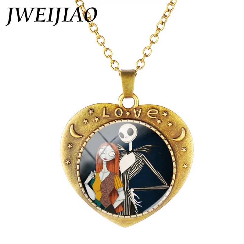 JWEIJIAO винтажное ожерелье в форме сердца Джек и Салли кошмар перед Рождеством