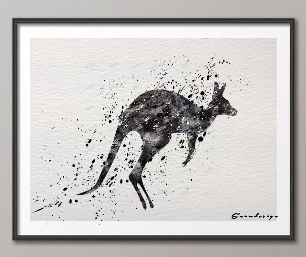 Рисованная парусиновая картина кенгуру Современная Настенная живопись Постер с