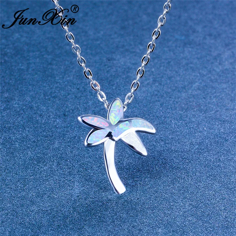 JUNXIN милые кокосовой пальмой кулон синий белый огненный опал Подвеска для женщин