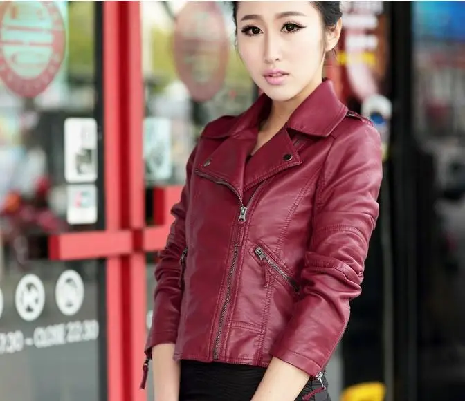 

Korean Men Spring And Autumn Ladies Jacket PU Leather Jacket Coat Fashion Short Paragraph Slim Motorcycle Pu Jacket #67767