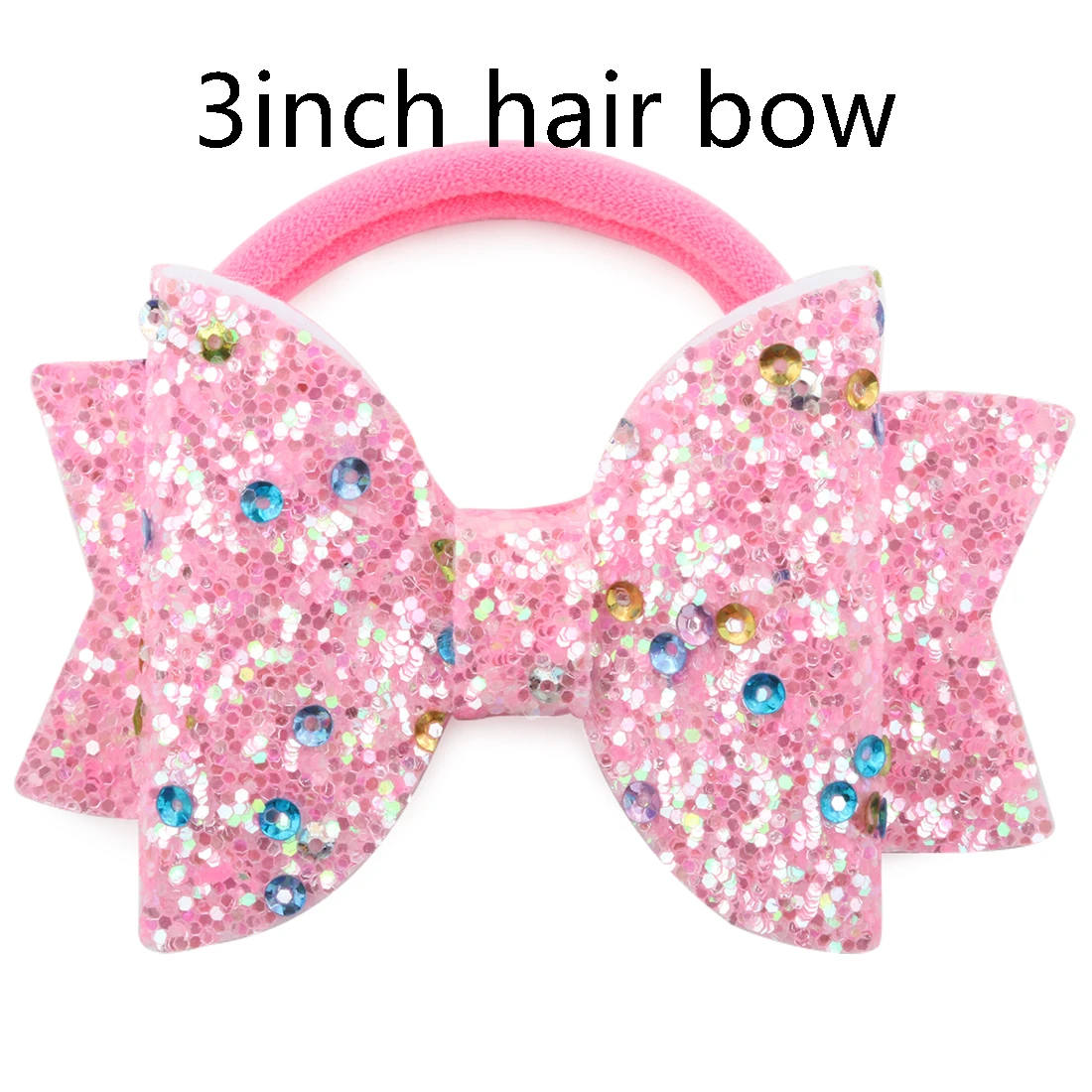 3inch sequin bow-10 1 PC Child Hair Bow Tie Elastic Hair Band Glitter Hairbow Rope Rainbow Sequin Sparkly 3 Inch Bows Mermaid Girls Sweet Headwear - Цвет: 3inch sequin bow-10
