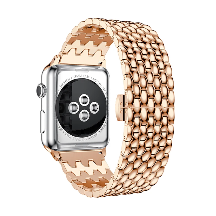 Деловой стиль, металлический ремешок для часов Apple watch, ремешок 40 мм/44 мм/38 мм/42 мм, iWatch series 5 4 3 2 1, браслет из нержавеющей стали - Цвет ремешка: rose-gold