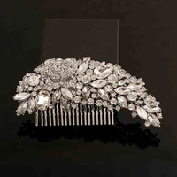 clear rhinestone crystals wedding bride bridal hair accessories 2020 floral hair comb head pieces hair pins jewelry accessories