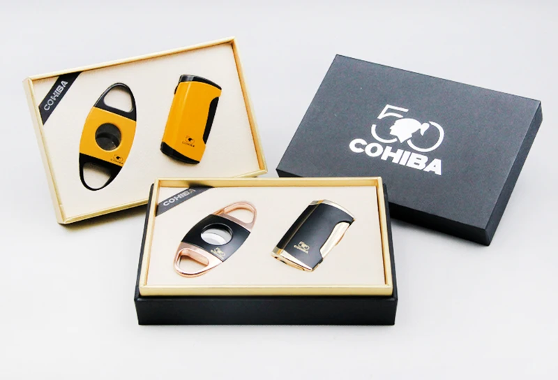 COHIBA заводская цена сигары набор с обрезки сигар/Sccisors и легче желтый черный Цвет