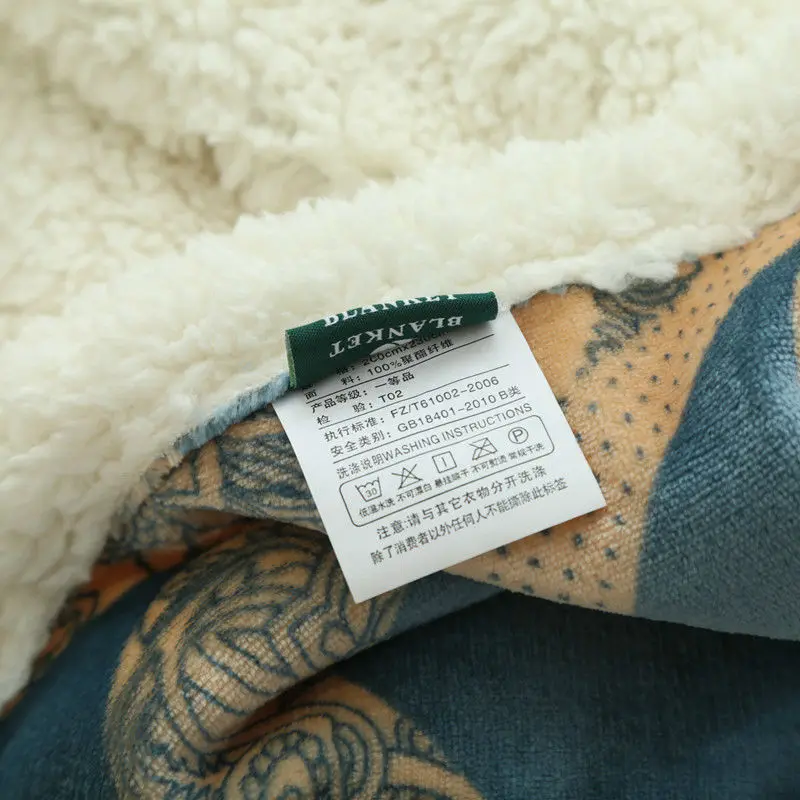 

Berber Fleece Blanket Warm Soft Raschel Blankets Double Layer Throw On Sofa Bed Plane Plaids Printing Bedspreads Home Textile