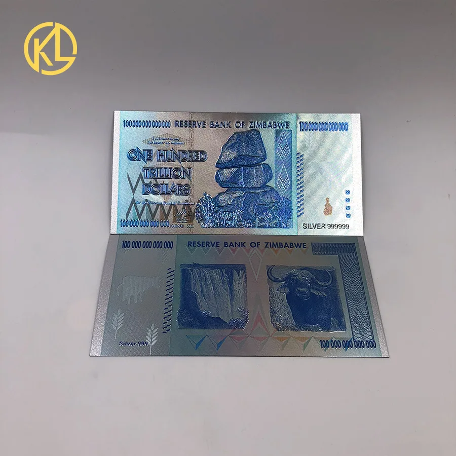 10 шт./лот пластиковые банкноты золотого и серебряного цвета 100 триллионов