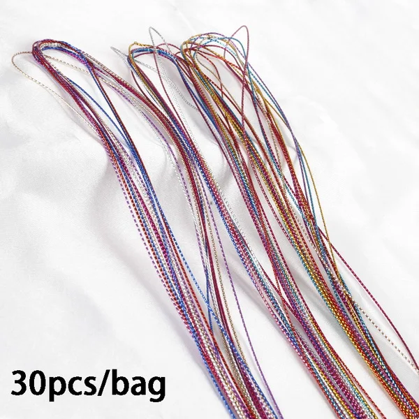 0.5mm 30pcs set mix 30 шт./лот, радуга, 90 см, инструмент для укладки волос, шелковый шнур, для вязания волос, плетеная веревка, повязка на голову, аксессуары для волос для девочек - Color: 0.5mm 30pcs set mix