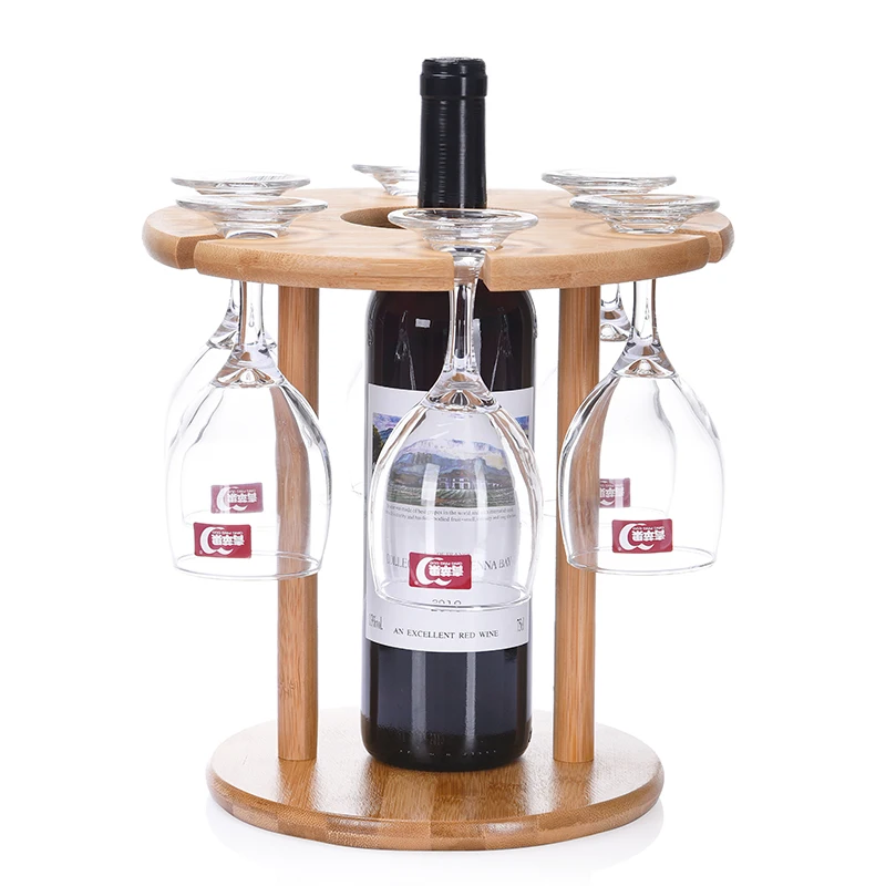 Бамбуковая Винная стойка с орнаментом рама для Винных Бокалов шкаф подвеской