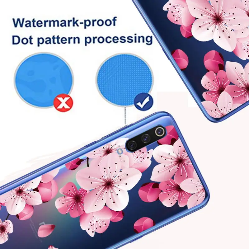 Тонкий прозрачный мягкий чехол из ТПУ с узором для Xiaomi Mi 8 Lite 9 se Max 3 Mix 2S A1 A2 F1 6