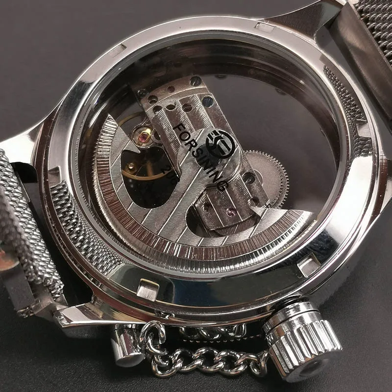 Прозрачные Tourbillion ручной Ветер двухсторонний серебряный корпус механические