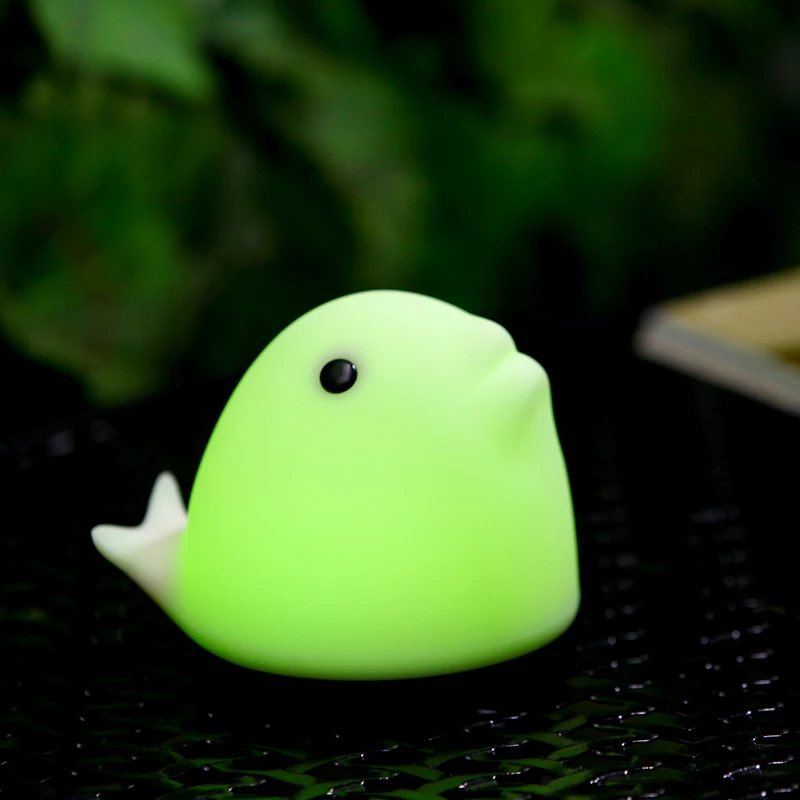 Baby silicon Kawaii Whale Soft Silicone Nursery usb charge Color Changing Battery operated Touch Senor Bedside lamp nightlight | Лампы и