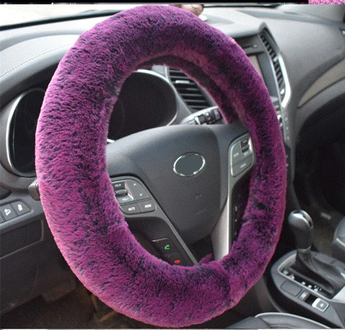 purple Женский меховой розовый теплый чехол рулевого колеса автомобиля зимний черный авто аксессуары для интерьера 38 см чехлы для рулевого колеса автомобиля - Название цвета: purple