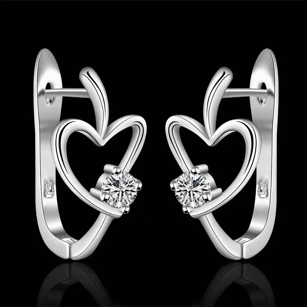 Simple Fashion Style Silver plated heart U stud Earrings Jewellery mens 2014 Wholesale&hot sell SMTE603|fashion earrings|stud earringsstud earrings