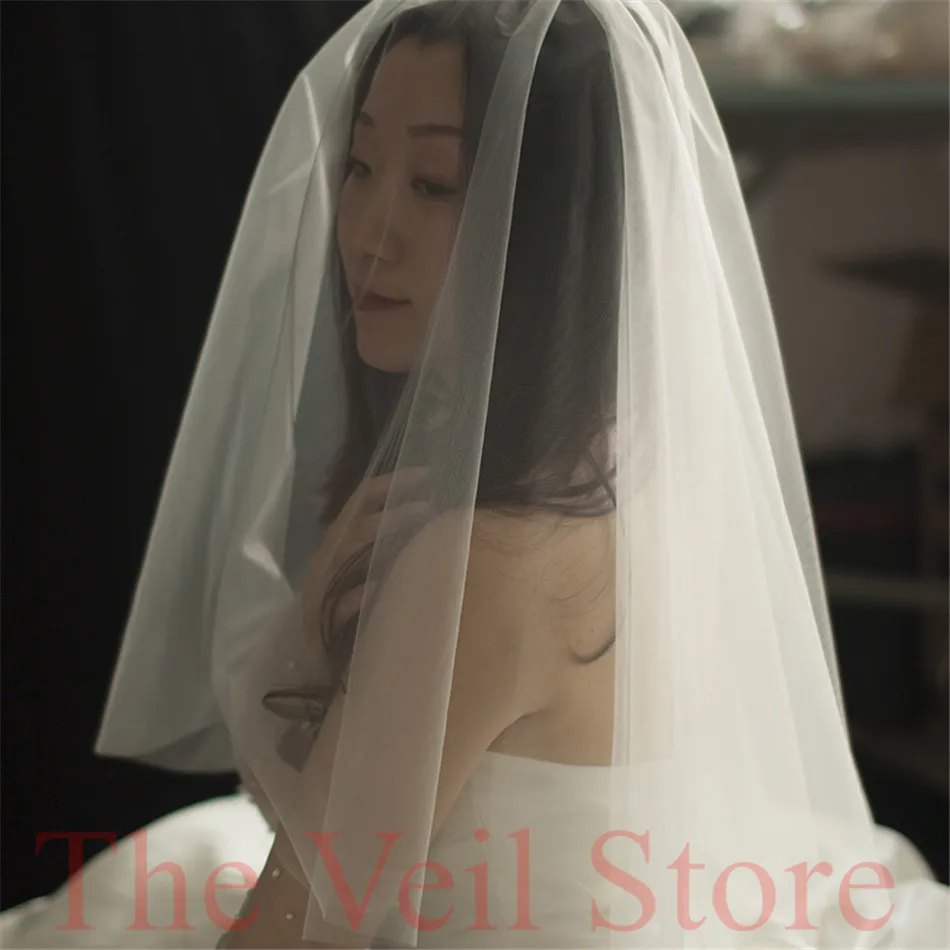 2019 ISHSY Short Bridal Veil weeding Veils white Ivory Tulle with comb Blusher Double layers Voiles Mariage velos de novia | Свадьбы и