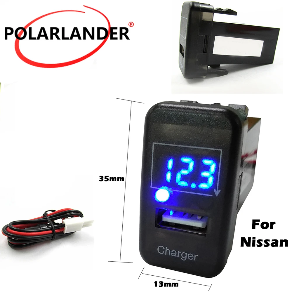 

Hot 5V 2.1A USB Interface Socket Car Charger LED light Adapter for Nissan