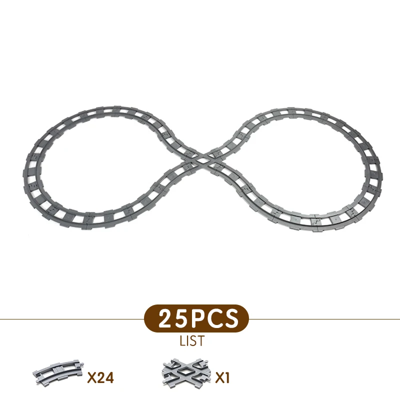 25PCS Powiily поезд мост строительные блоки DIY сборка креативный развивающий поезд треки детские игрушки Совместимые Duplo кирпичи набор - Цвет: 25PCS