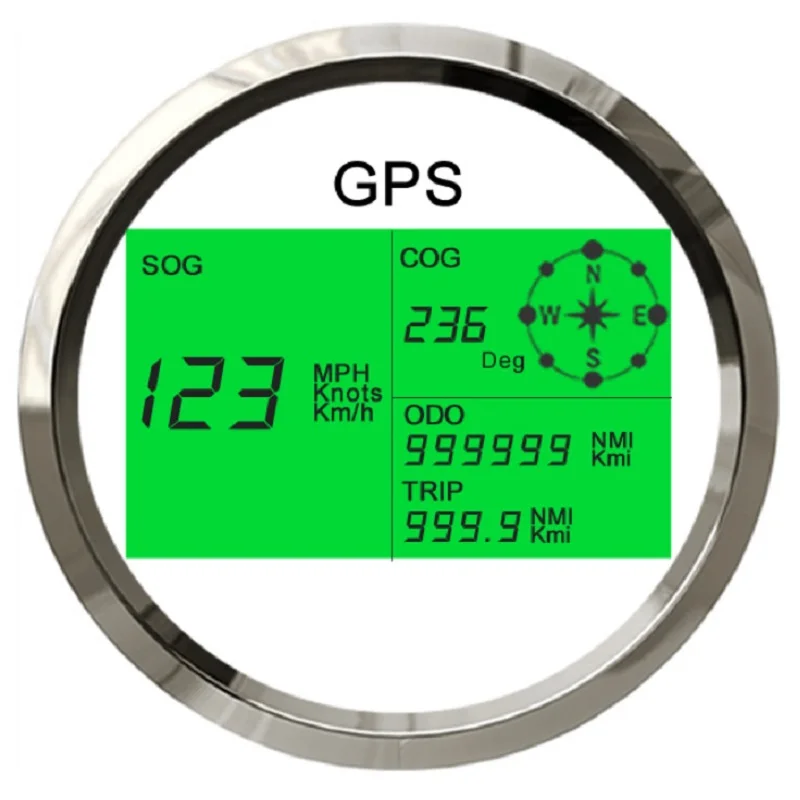 Новинка, 7 задних фонарей, 85 мм, для лодки, автомобиля, gps, измеритель скорости, цифровой ЖК-дисплей, датчик скорости, одометр, с gps антенной