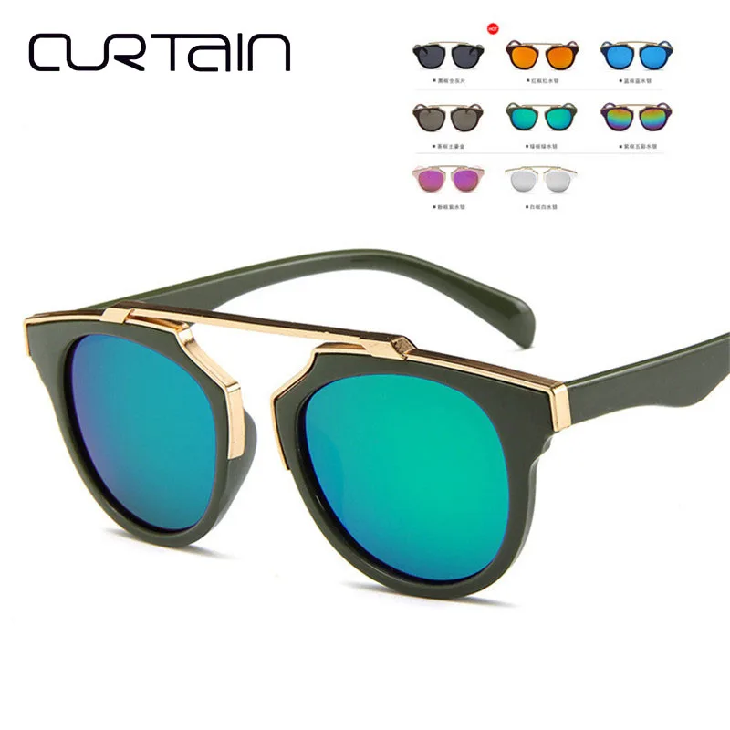 Curtain Okulary 2019 New Fashion Cat Eye Sunglasses For Kids Girls Boys Cute Metal Frame Sun Glasses Children UV400 Gafas De Sol |