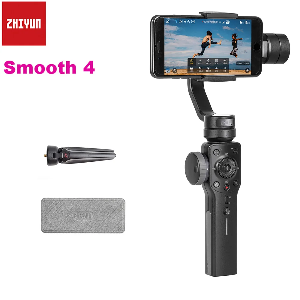 Smooth 4 Black Zhiyun Smooth 4 3-осевой портативный смартфон Gimbal портативный стабилизатор w/сумка для хранения для iPhone X, 8 Plus, 8, 7, 6S SE samsung S9 S8 - Цвет: Smooth 4 Black