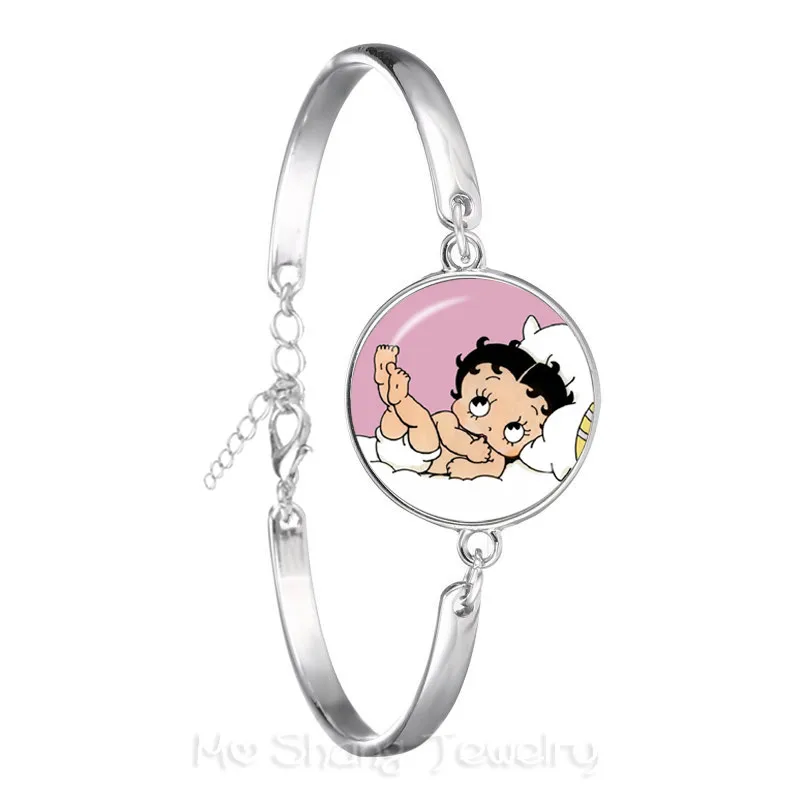 Классический Betty Boop Pattren 18 мм стеклянный купол браслет для женщин и мужчин милый