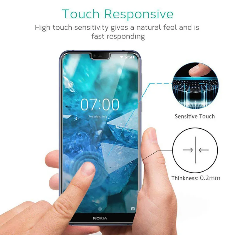 2 шт закаленное стекло для Nokia 7,1 протектор экрана 9 H 2.5D телефон на Защитное стекло для Nokia 7 7,1 стекло