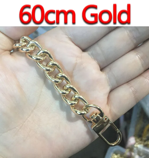 60cm Gold Высококачественные Алюминиевые цепочки, золото, серебро, черный пистолет 10 мм сменный светильник, кошелек, цепочка, сумка на плечо, ремни для маленьких сумок - Цвет: 60cm Gold