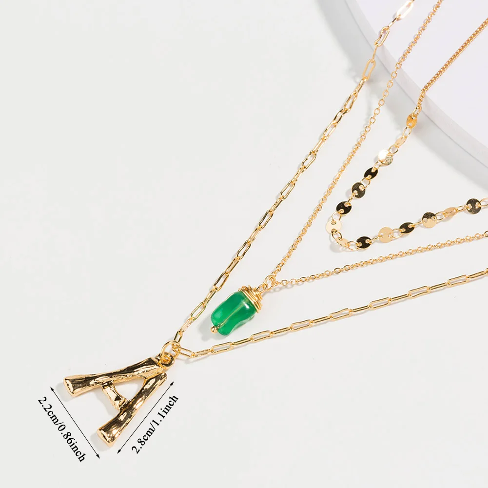 Trendy Multi-layer Irregular Chain Metal Lock Capital Letter Sequins Necklace For Women Three-layer Gold Pendants Jewelry | Украшения и